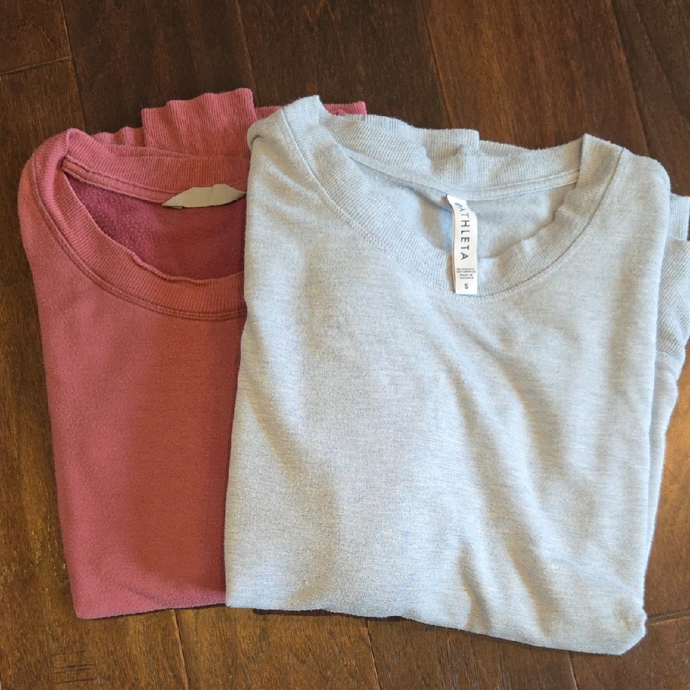 Athleta Lightweight Sweatshirts (2) - Rose and Light Heather Blue
